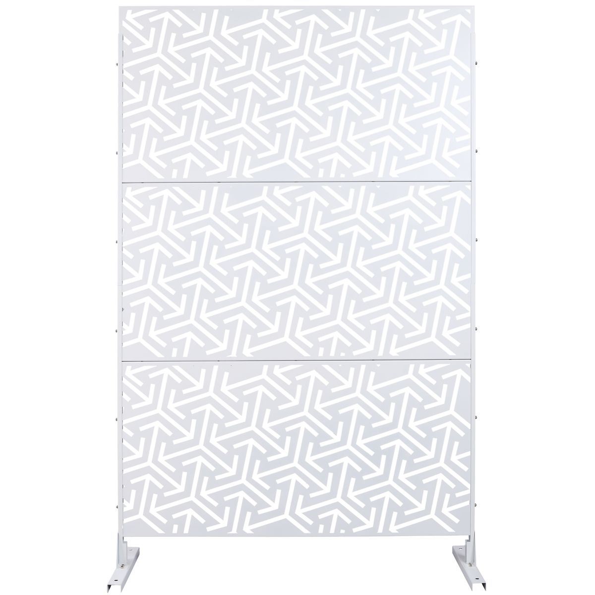 Outdoor & Indoor Privacy Screen Metal Privacy Screen 76' H×48' W, Freestanding Decorative Privacy Screen for Deck Balcony Patio, Privacy Fence Panels for Outside Lawn Garden PS120 WHITE