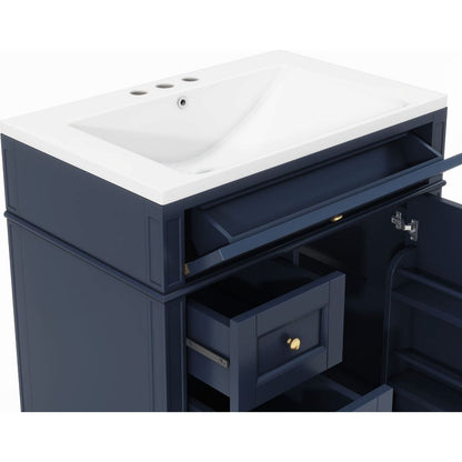 30" Bathroom Vanity with Top Sink, Modern Bathroom Storage Cabinet with 2 Drawers and a Tip-out Drawer, Single Sink Bathroom Vanity