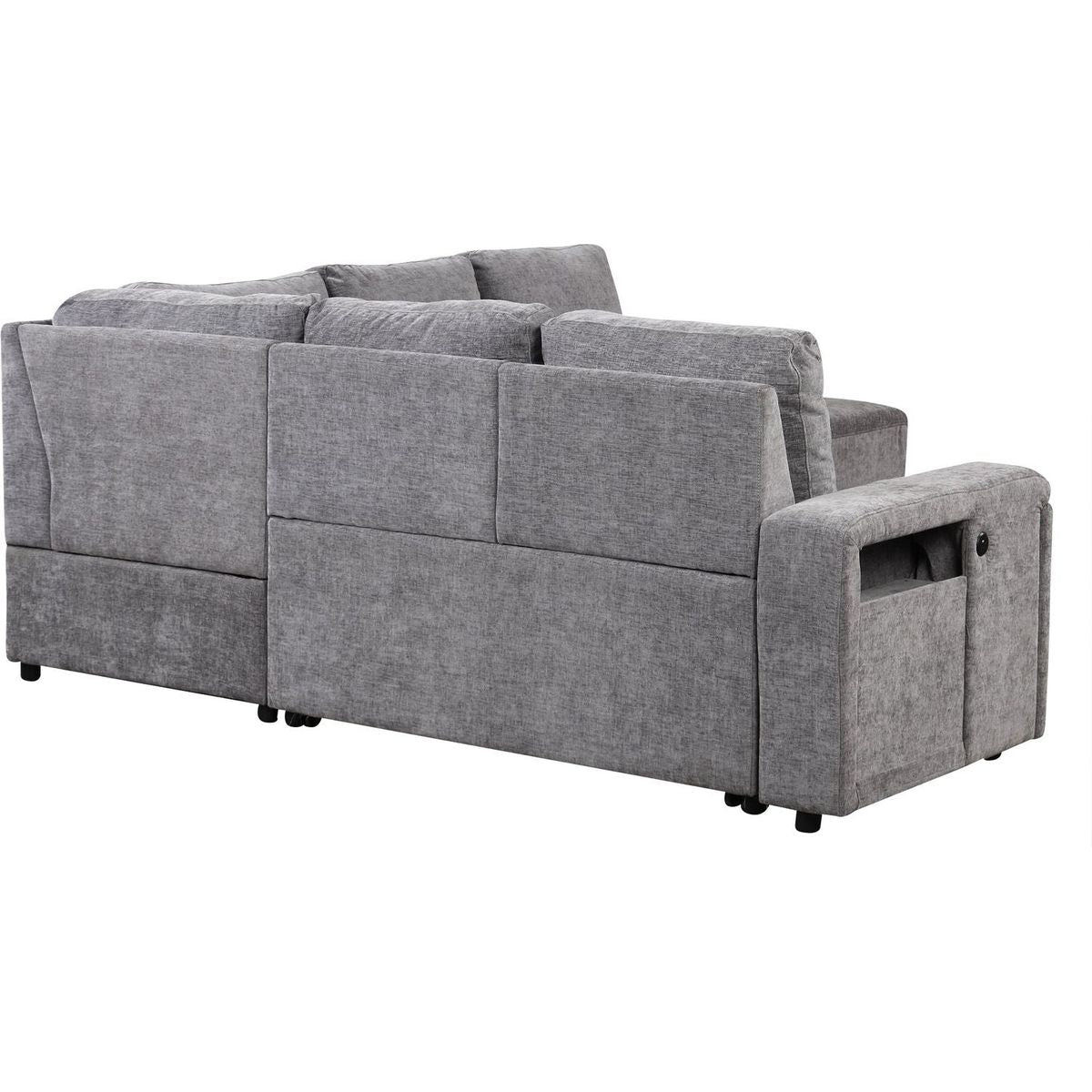 L-shaped Padded Modular Sofa with Storage Space, USB Ports, and Cup Holders on the Armrests, Suitable for Living Rooms, Offices, and Apartments.
