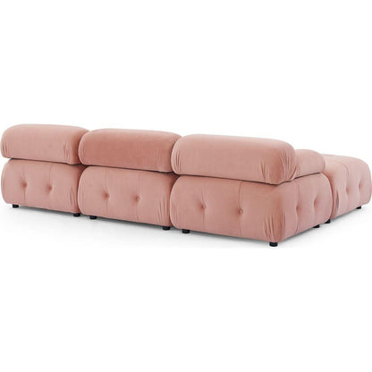 Modular Sectional Sofa, Button Tufted Designed and DIY Combination,L Shaped Couch with Reversible Ottoman, Pink Velvet