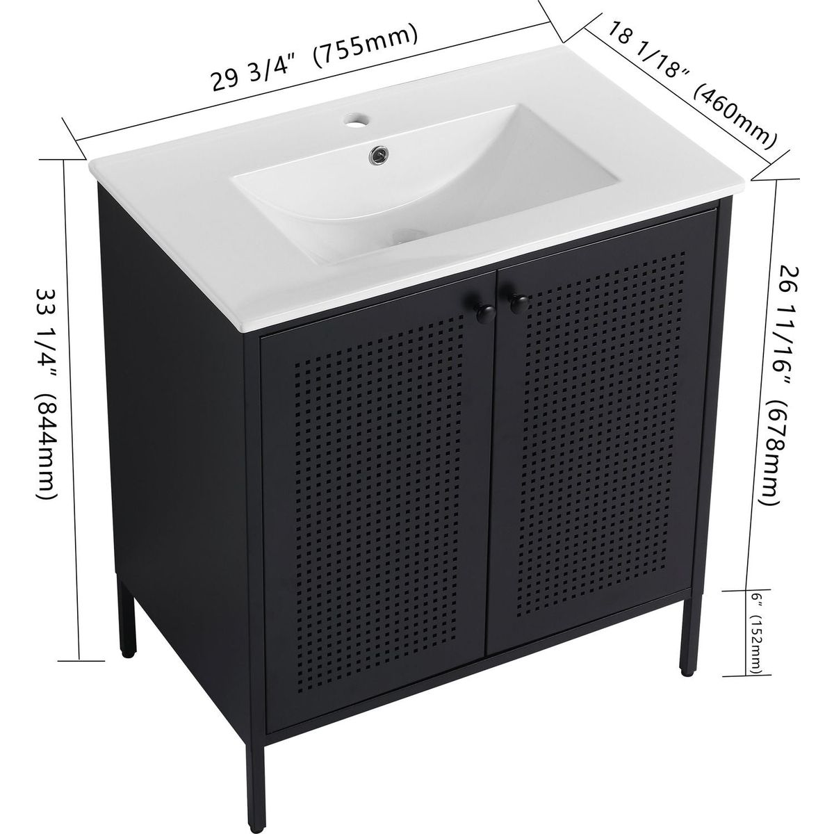 30 Inch Freestanding Bathroom Vanity With Ceramic SInk