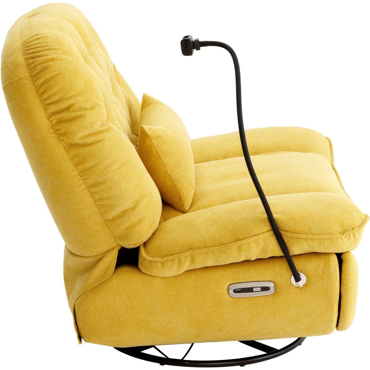 270 Degree Swivel Power Recliner with Voice Control, Bluetooth Music Player,USB Ports, Atmosphere Lamp, Hidden Arm Storage and Mobile Phone Holder for Living Room, Bedroom, Apartment, Yellow