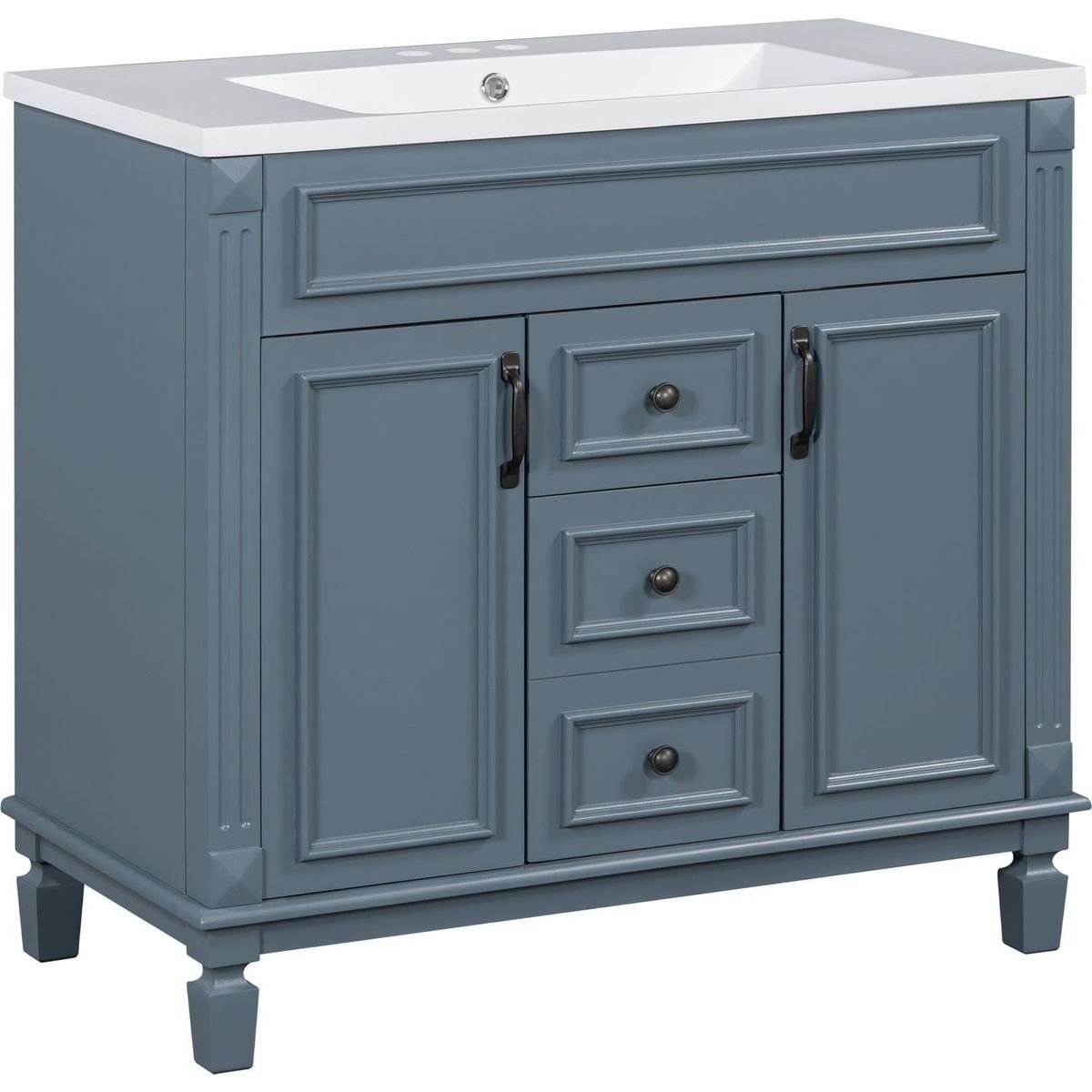 36" Bathroom Vanity with Top Sink, Modern Bathroom Storage Cabinet with 2 Soft Closing Doors and 2 Drawers, Single Sink Bathroom Vanity