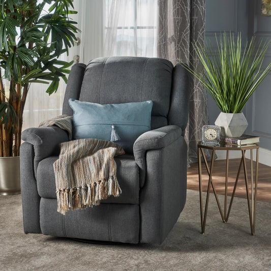 Charcoal Fabric Glider Recliner with Swivel, Manual Reclining Chair