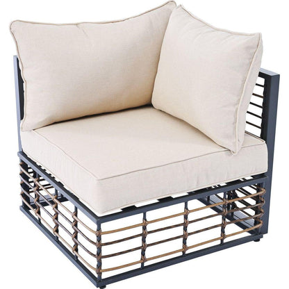 Modern Minimalist 7-Piece Metal Patio Sectional Sofa Set, All-Weather Garden Conversational Furniture Set with Thick Cushions and Coffee Table for Indoor Outdoor, Gray