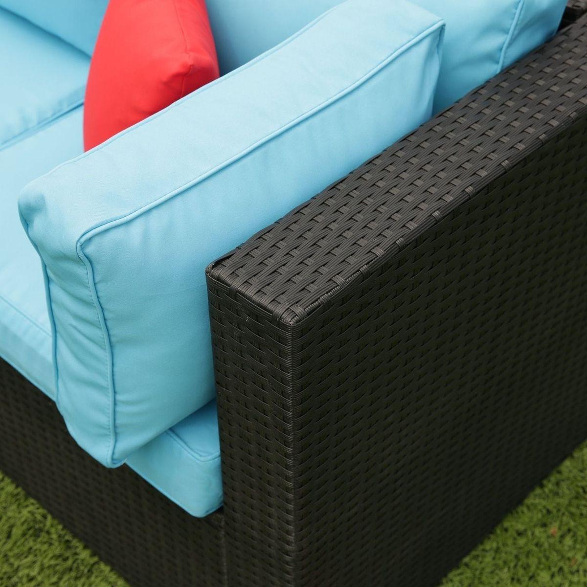 5 Pieces PE Rattan sectional Outdoor Furniture Cushioned U Sofa set with 2 Pillow