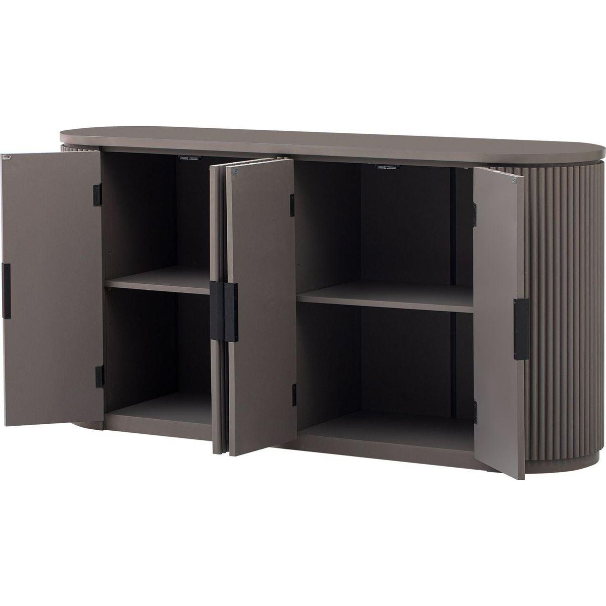 Vertical Striped Door Storage Cabinet with Metal Handles, Adjustable, Suitable for Study, Entryway and Living Room