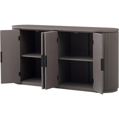 Vertical Striped Door Storage Cabinet with Metal Handles, Adjustable, Suitable for Study, Entryway and Living Room