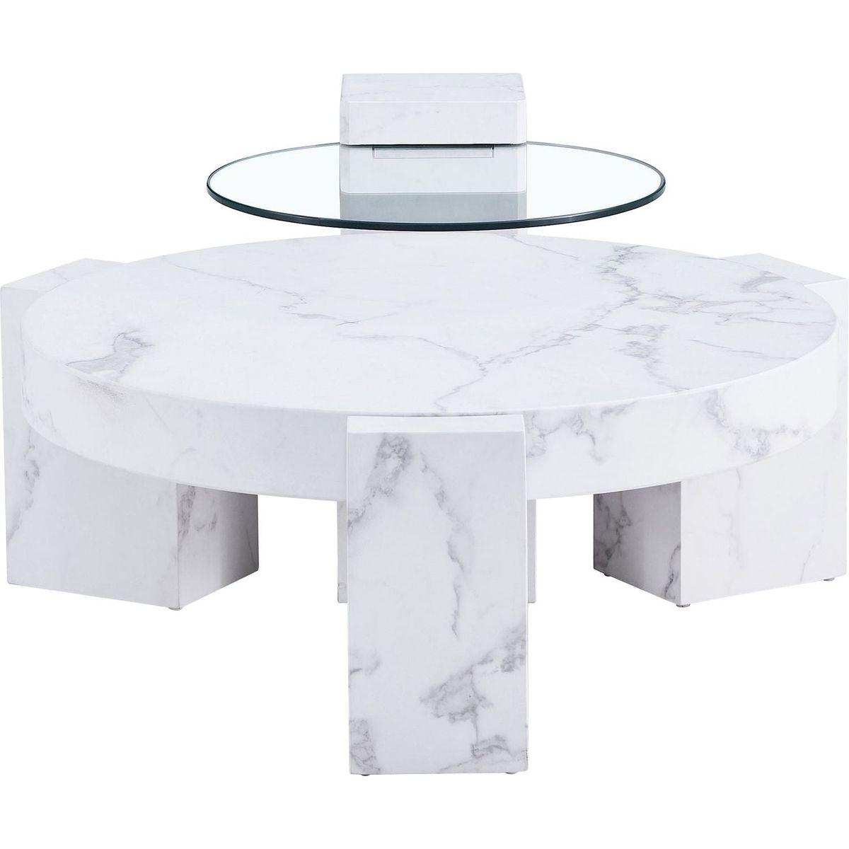 A modern, fashionable, and durable marble textured MDF coffee table with a side table. Match with multiple scenes. Suitable for living room and bedroom.