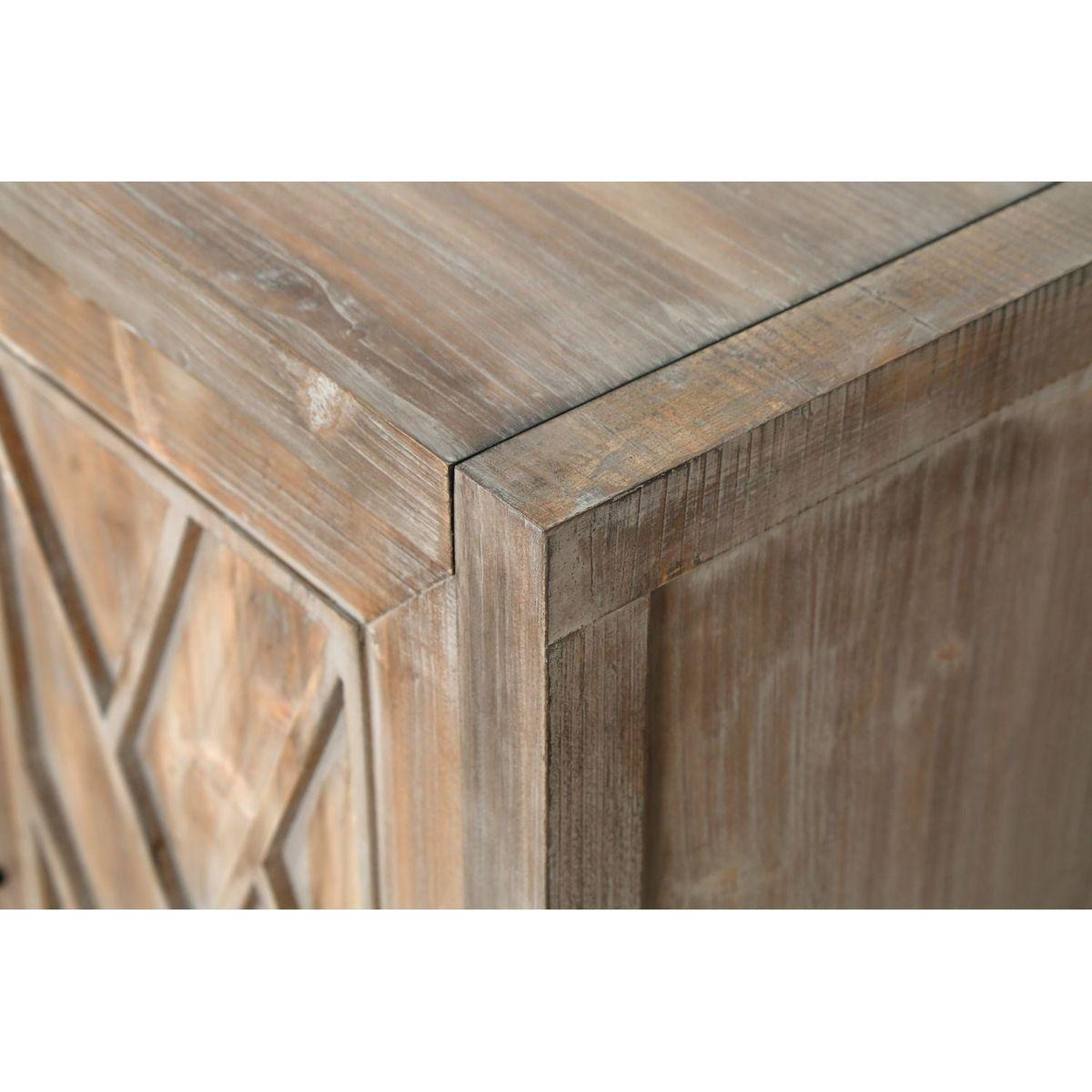4 Door Wooden Twill Sideboard American Country Vintage Old Living Room Dining Room Hallway Entryway Cabinet (Brown)