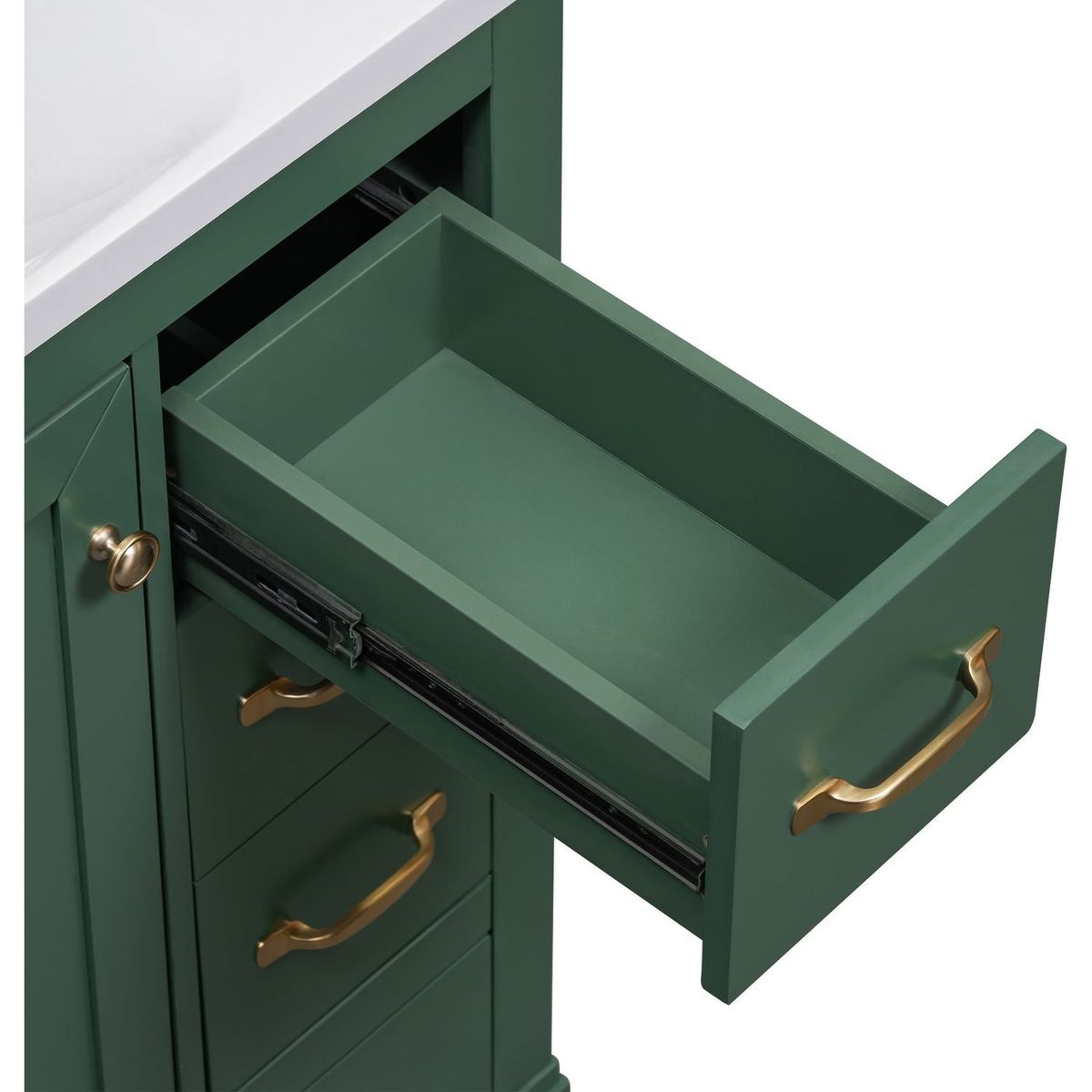 36" Bathroom Vanity with Sink Combo, Six Drawers, Multi-Functional Drawer Divider, Adjustable Shelf, Green