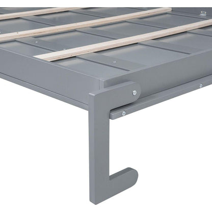 Full Size Murphy Bed Wall Bed with Top Cabinets,Gray