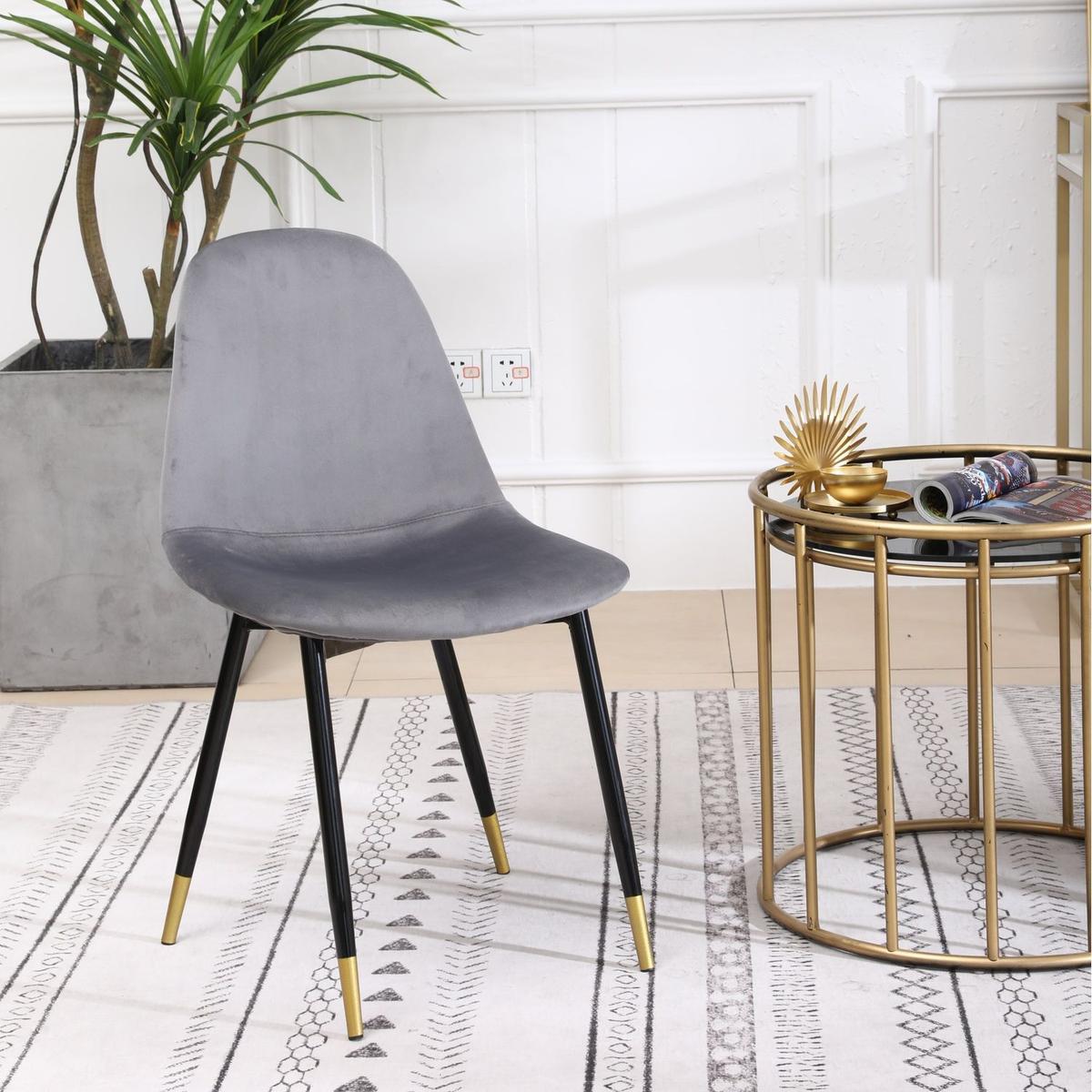 Lassan Contemporary Fabric Dining Chairs, Set of 4, Gray