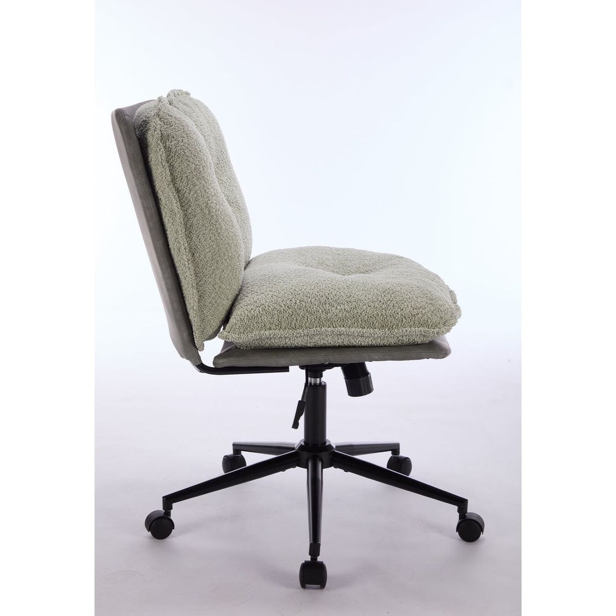 Oversize Seat Cirss Cross Chair with Wheels, Elegant Design Computer Chair, Adjustable Height 360 Rolling Swivel Home Office Chair for Small Space, Dressing Room, Living Room (GRAY+GREEN)