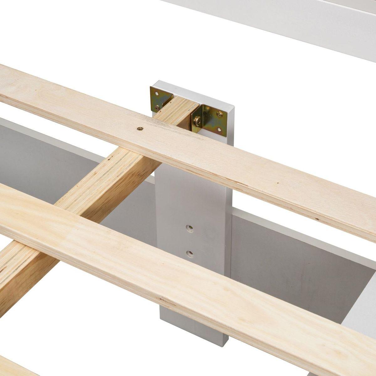 Full Bed with Bookcase Headboard, Under bed Storage Drawers and Bed End Storage Case,White