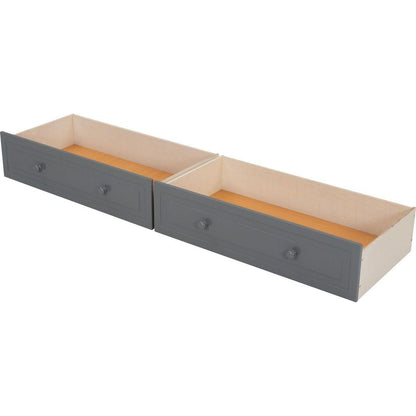 Full over Full Bunk Bed with Drawers, Convertible Beds, Gray