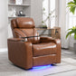 Power Motion Recliner with USB Charging Port and Hidden Arm Storage, Home Theater Seating with Convenient Cup Holder Design, and stereo(Light Brown)