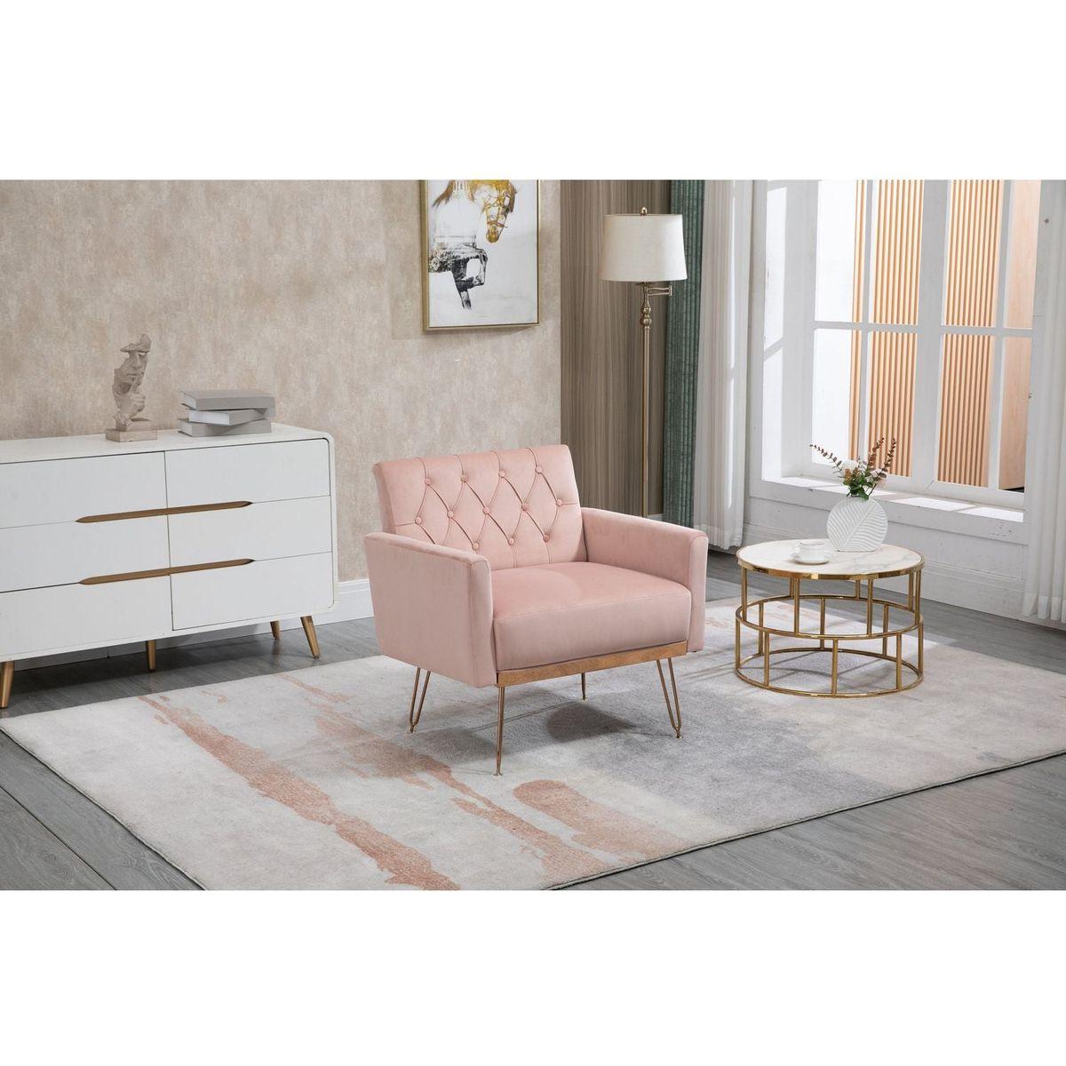 Accent Chair, leisure single sofa with Rose Golden feet