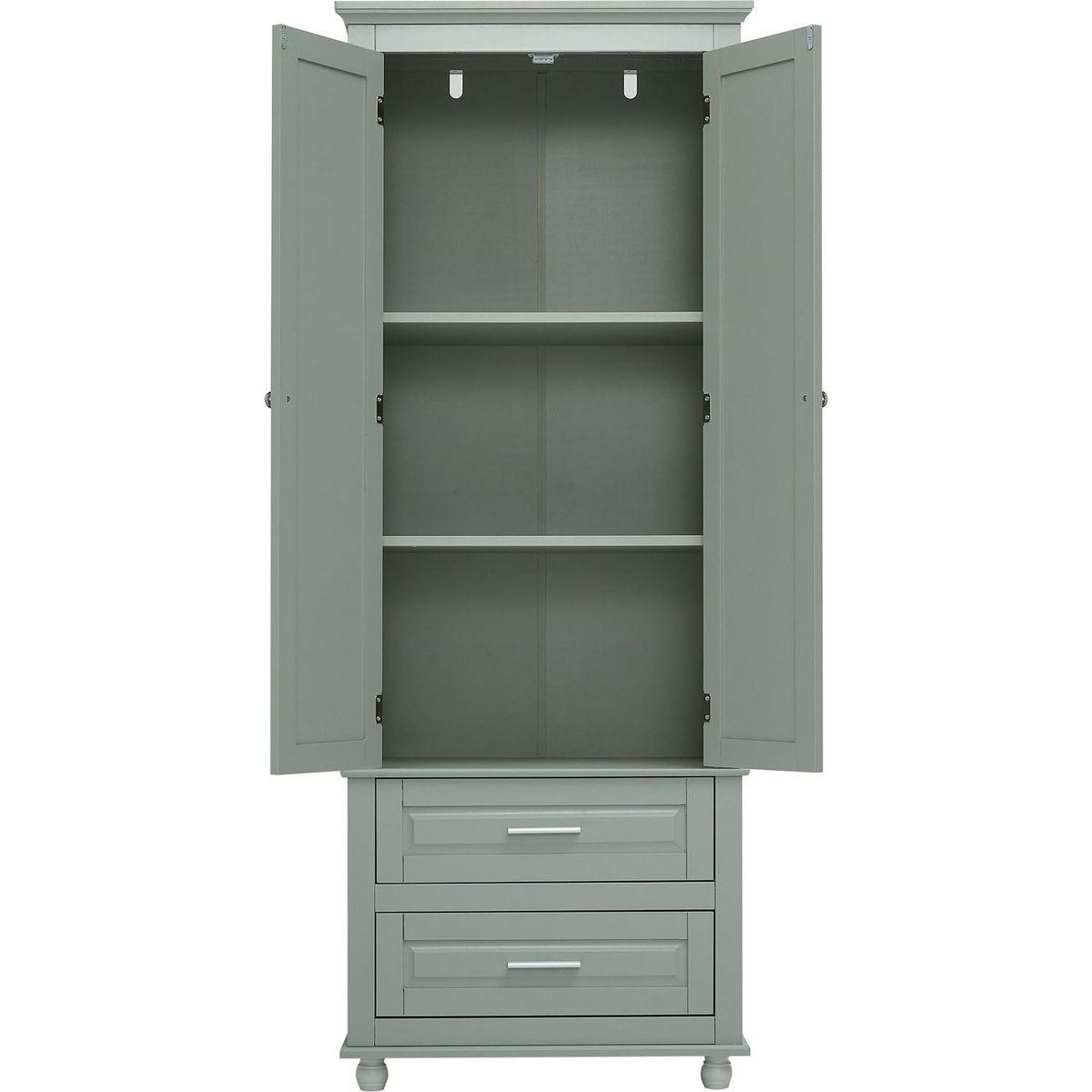 Tall Storage Cabinet with Two Drawers for Bathroom/Office, Grey