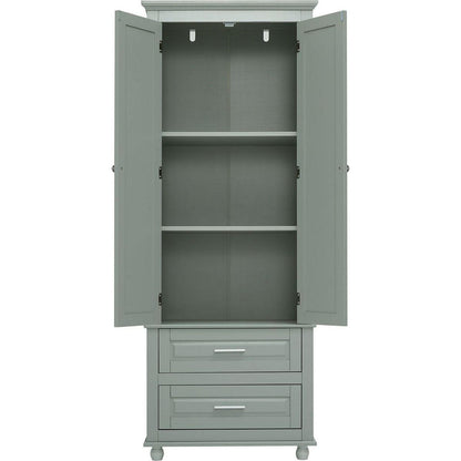 Tall Storage Cabinet with Two Drawers for Bathroom/Office, Grey