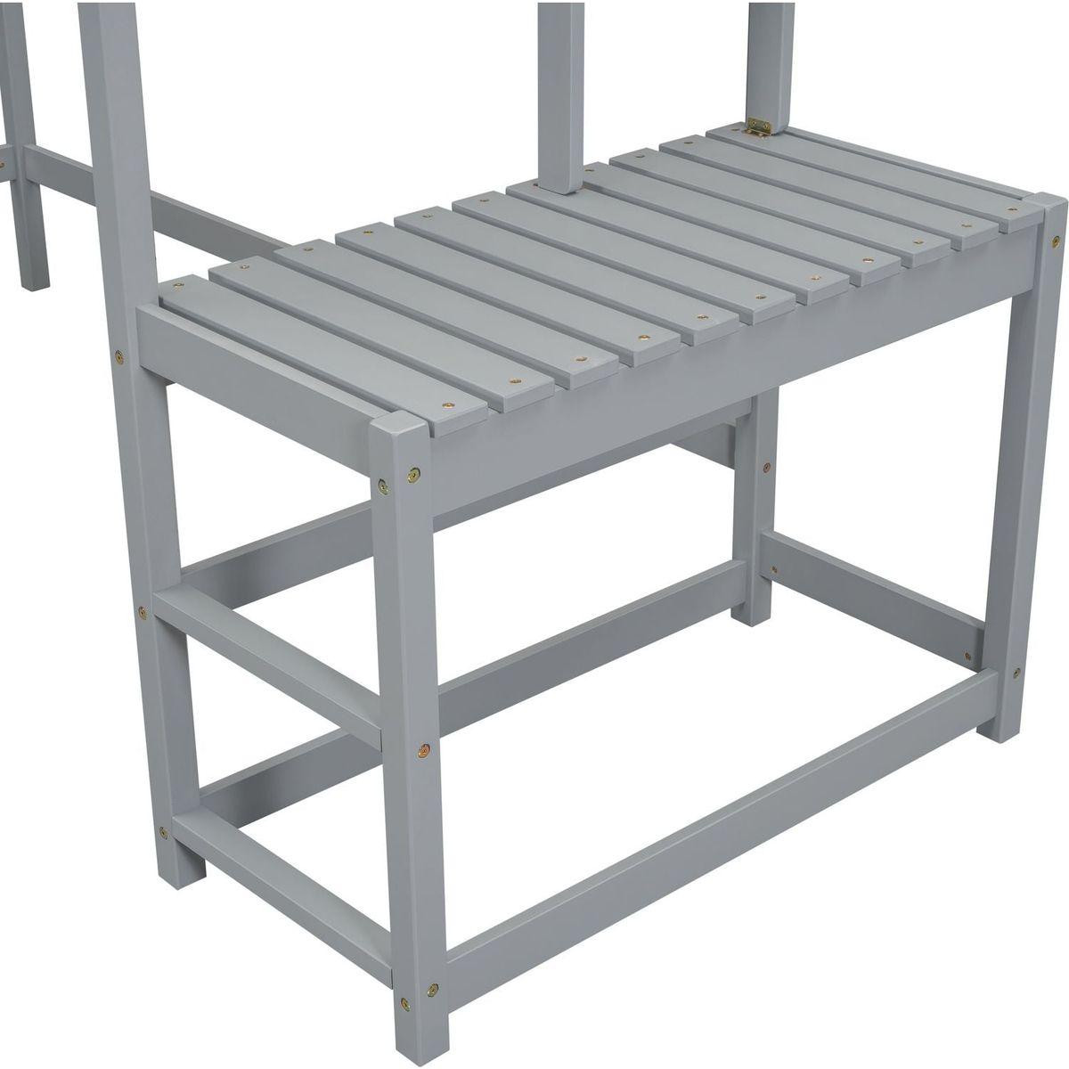 Twin High Loft Bed with Ladder landing Platform, Ladders, Guardrails,Grey