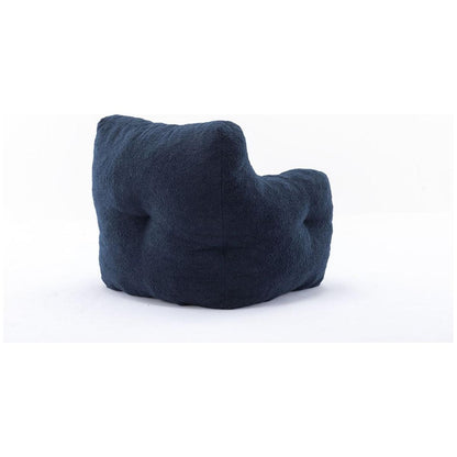 Soft Tufted Foam Bean Bag Chair With Teddy Fabric Dark Blue