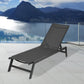 NEW Outdoor Chaise Lounge Chair,Five-Position Adjustable Aluminum Recliner,All Weather For Patio,Beach,Yard, Pool(Grey Frame/Black Fabric)