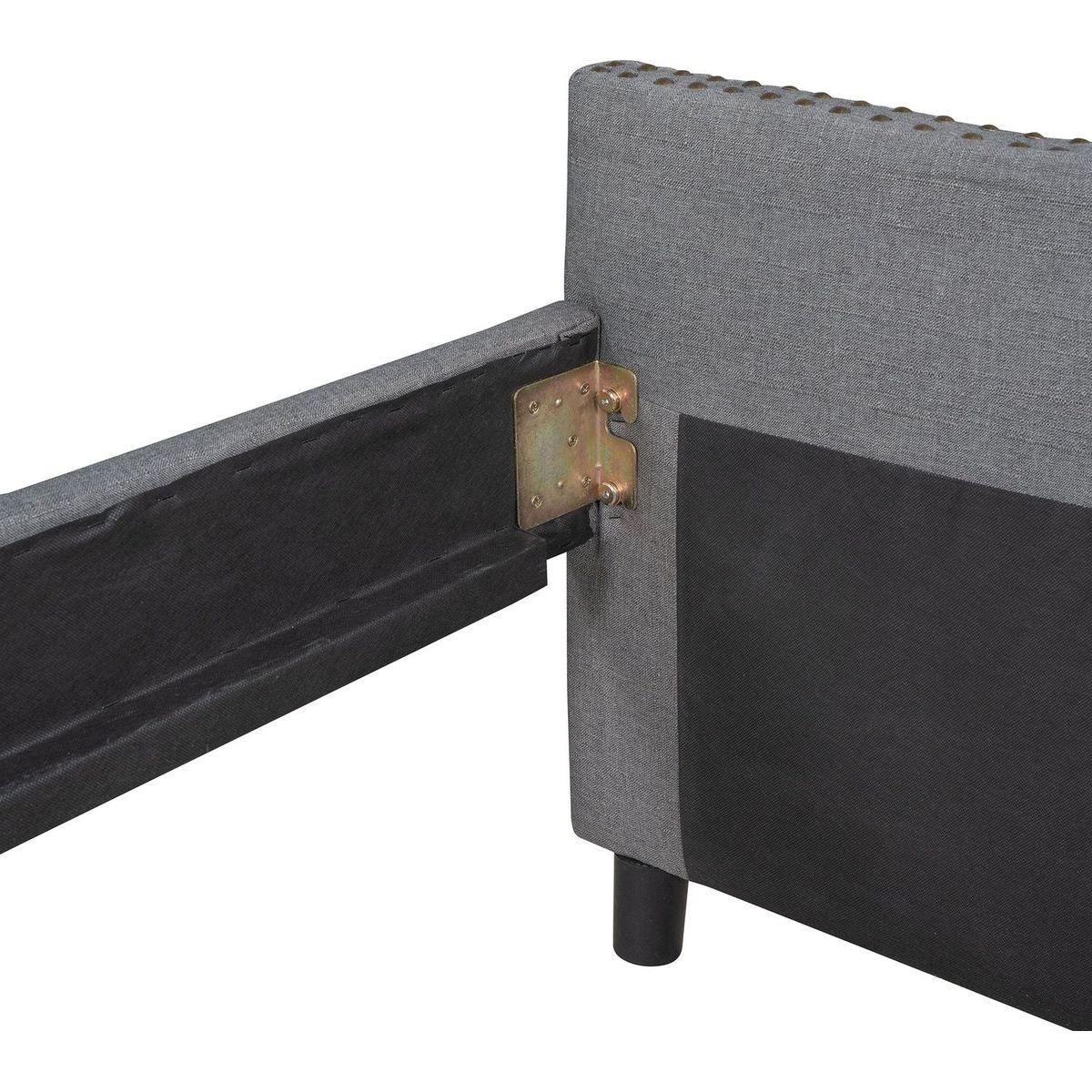 Upholstered daybed with Two Drawers, Wood Slat Support, Gray, Full Size