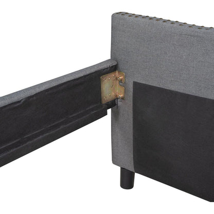 Upholstered daybed with Two Drawers, Wood Slat Support, Gray, Full Size