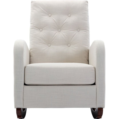 High Back Rocking Chair Nursery Chair .Comfortable Rocker Fabric Padded Seat .Modern High Back Armchair