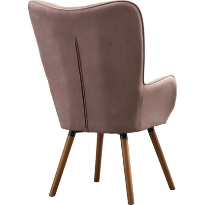 Doarnin Contemporary Silky Velvet Tufted Button Back Accent Chair, Mauve