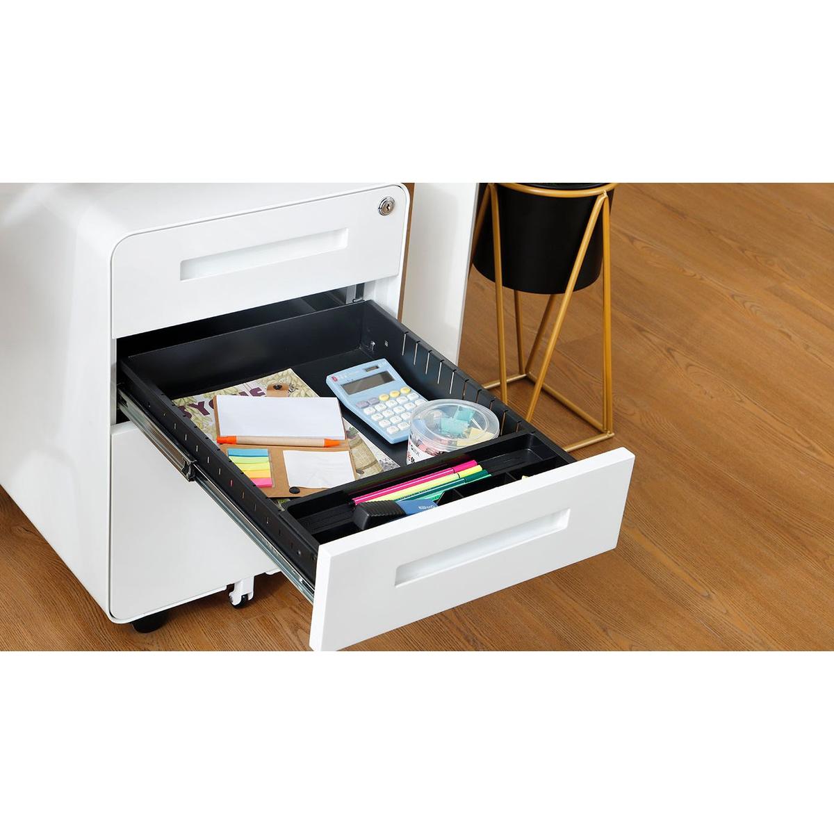 3 Drawer Mobile File Cabinet Under Desk Office,Simple Style Versatile Storage Cabinet for Legal/Letter/A4 Files, 5 Wheel Design Anti-Tilting Cold Rolled Steel Waterproof Moisture-Proof Black