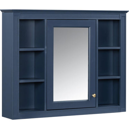 35" x 27.5" Medicine Cabinet, Wall Mounted Bathroom Storage Cabinet, Modern Bathroom Wall Cabinet with Mirror, Mirror Cabinet with 6 Open Shelves (Not Include Bathroom Vanity)