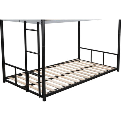 Metal Twin over Twin Bunk Bed with Vent Board/ Heavy-duty Sturdy Metal/ Noise Reduced/ Safety Guardrail/ CPC Certified