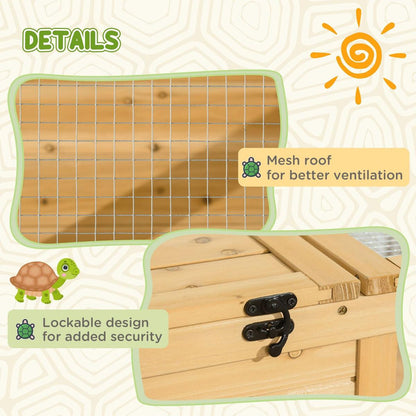 Wooden Tortoise House Indoor Turtle Habitat Enclosure Outdoor Reptile Cage for Lizards, Geckos, Yellow