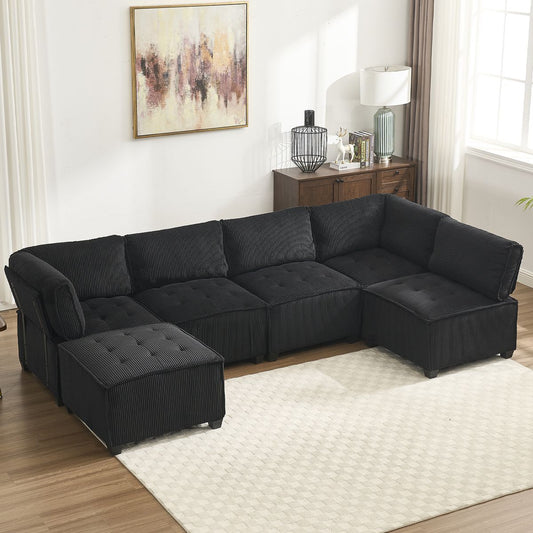 UNITED WE WIN Modular Sectional Sofa U Shaped Modular Couch with Reversible Chaise Modular Sofa Sectional Couch,6- Seat Convertible Sofa,Fit for Living Room