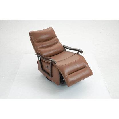 Swivel Rocker Recliner Power Glider Chair with Solid Wood Armrests - Extra Wide Reclining Sofa Chair Upholstered Faux Leather Living Room Single Sofa 350 lbs