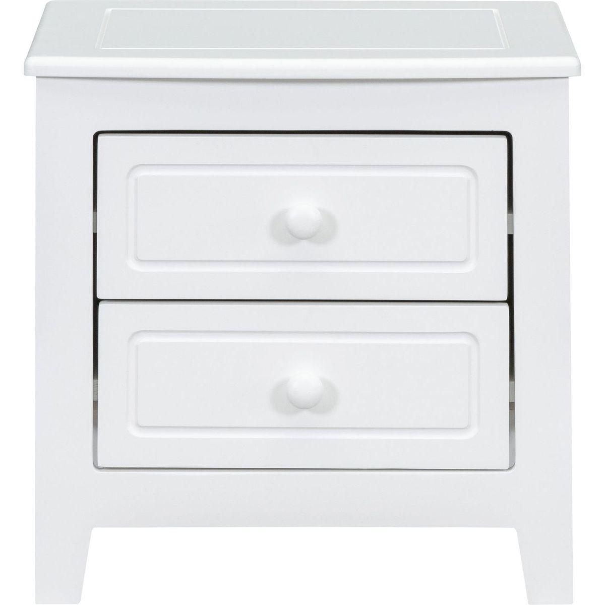 2-Drawer Nightstand for Bedroom, Mid Century Retro Bedside Table with Classic Design,White