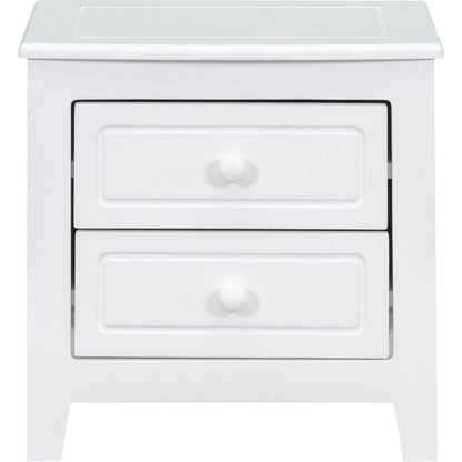 2-Drawer Nightstand for Bedroom, Mid Century Retro Bedside Table with Classic Design,White