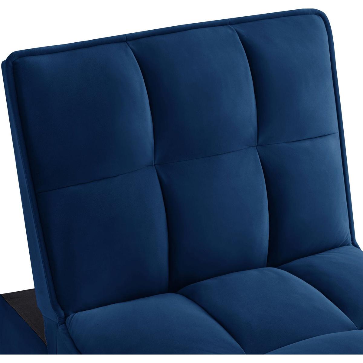 4 in1 Multi-Function Single Sofa Bed with Storage Pockets,Tufted Single Pull-out Sofa Bed with Adjustable Backrest and Pillows, Convertible Chaise Lounge, Navy