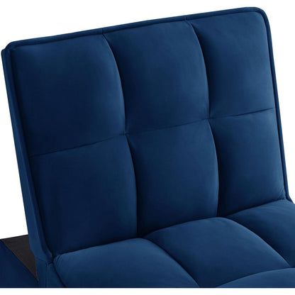 4 in1 Multi-Function Single Sofa Bed with Storage Pockets,Tufted Single Pull-out Sofa Bed with Adjustable Backrest and Pillows, Convertible Chaise Lounge, Navy