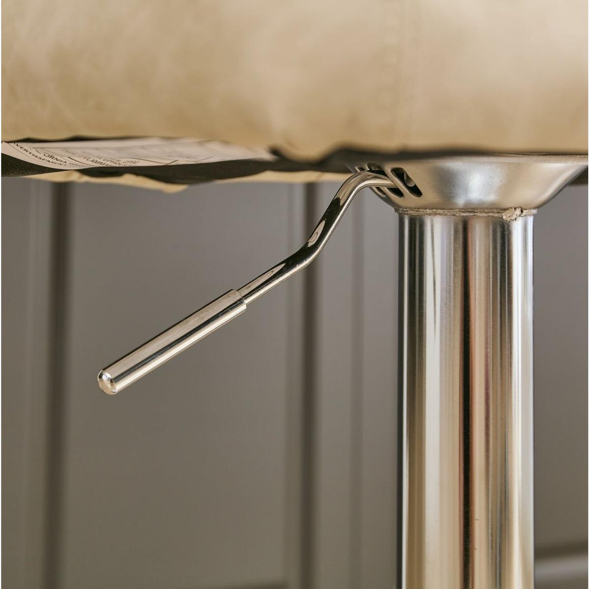 Swivel Barstools Adjusatble Seat Height With Chrome Base, Modern PU Upholstered Bar Stools with the whole Back Tufted, for Home Pub and Kitchen Island,Beige, Set of 2