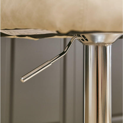 Swivel Barstools Adjusatble Seat Height With Chrome Base, Modern PU Upholstered Bar Stools with the whole Back Tufted, for Home Pub and Kitchen Island,Beige, Set of 2