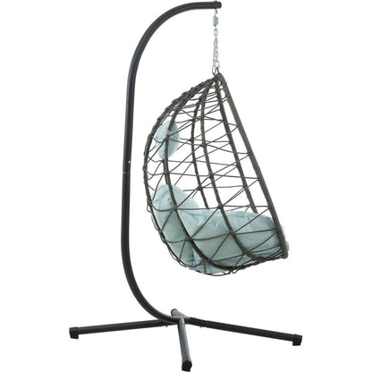 Egg Chair with Stand Indoor Outdoor Swing Chair Patio Wicker Hanging Egg Chair Hanging Basket Chair with Stand for Bedroom Living Room Balcony