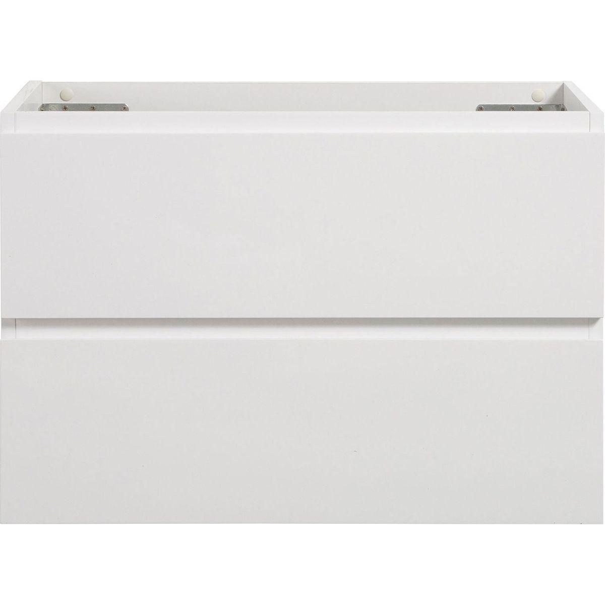 Alice-30W-201, Wall mount cabinet WITHOUT basin, white color, with two drawers, Pre-assembled - Streamdale Furniture