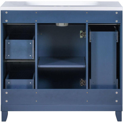 36" Bathroom Vanity Cabinet with Sink Top Combo Set, Navy Blue, Single Sink, Shaker Cabinet with Soft Closing Door and Drawer