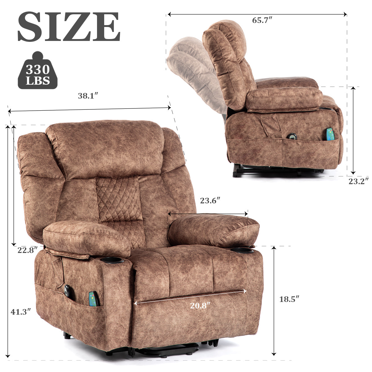 Power Lift Recliner Chair Recliners for Elderly with Heat and Massage Recliner Chair for Living Room with Infinite Position and Double Side Pocket Power Lift Recliner Chair