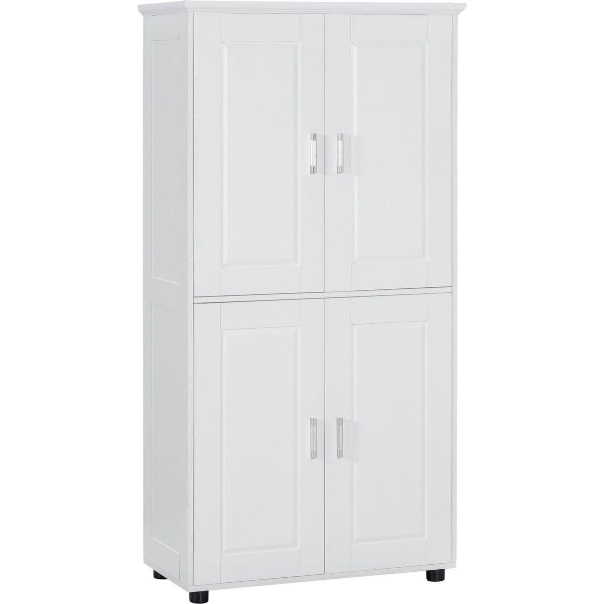 Tall and Wide Bathroom Floor Storage Cabinet, Bathroom Storage Unit, Freestanding Cabinet with 4 Doors, Adjustable Shelves, White