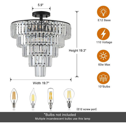 Black large crystal chandelier, modern style chandelier, dining room, living room, bedroom (Bulbs Not Included)