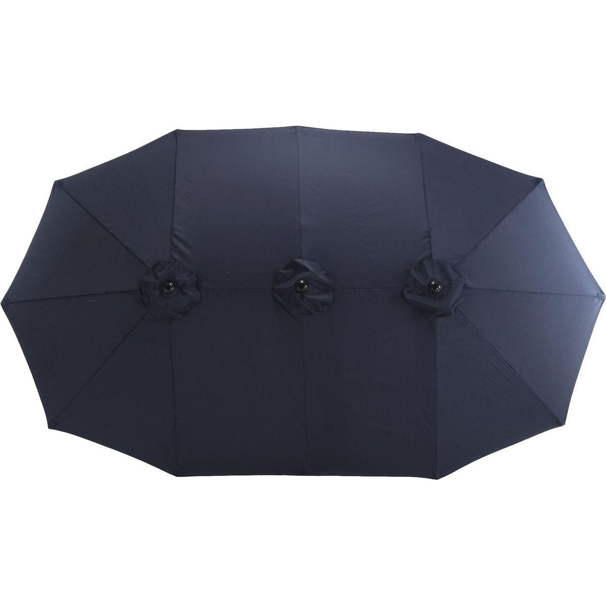 14.8 Ft Double Sided Outdoor Umbrella Rectangular Large with Crank (Navy blue)